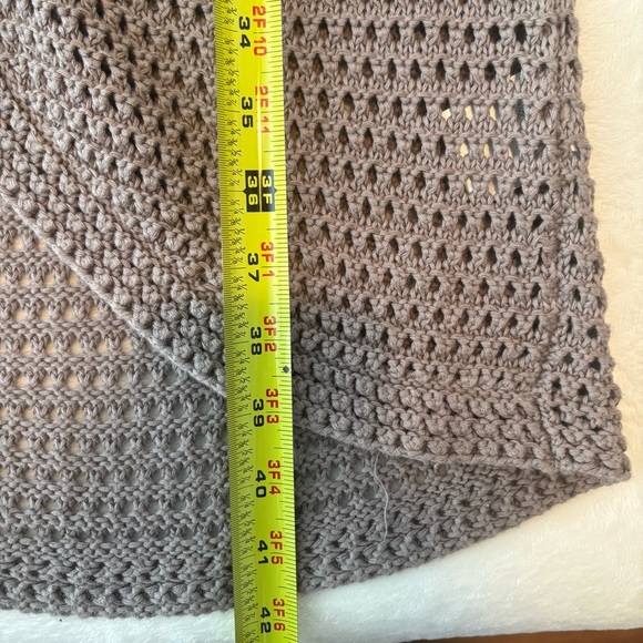 Boho Crochet Open Knit Longline Cardigan Duster Size Small in Taupe/Brown - Picture 10 of 10